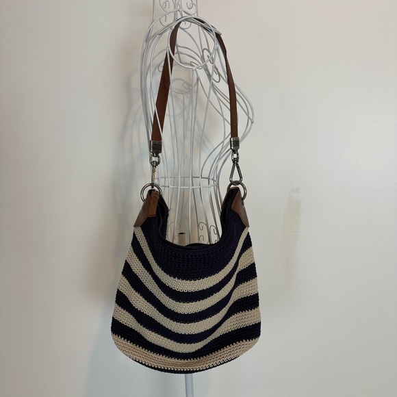 The Sak Handbags - The Sak Amberly crochet striped shoulder bag hobo zip vegan leather